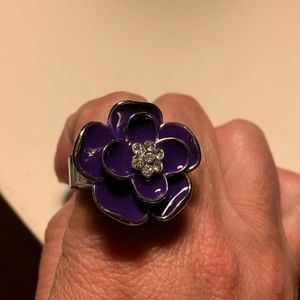 Purple Flower Ring W/ Hidden Clock